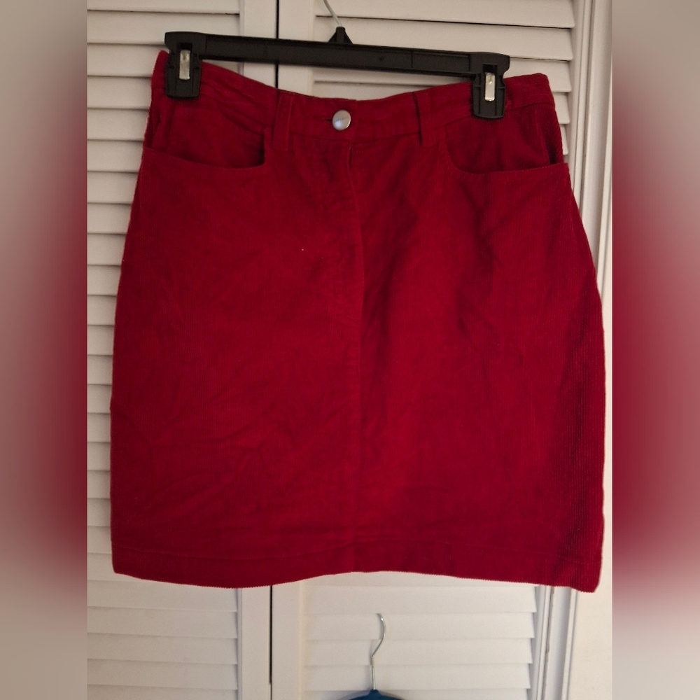 MaxMara Bold Red Courdaroy Mini Skirt